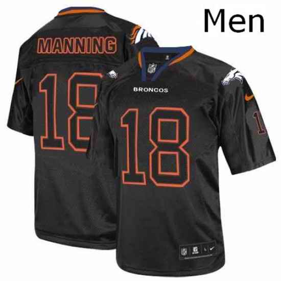 Men Nike Denver Broncos 18 Peyton Manning Elite Lights Out Black NFL Jersey